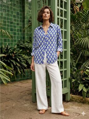 🔥 ZARA MULTICOLOR GEOMETRIC PRINT SHIRT LONG SLEEVE BUTTON